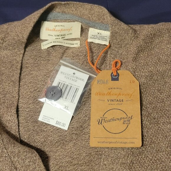 MENS XL. WEATHERPROOF VINTAGE CASHMERE CARDIGAN. - Picture 2 of 5